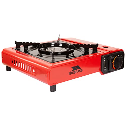 Trespass Gastro, Red, Camping Gas Cooker with Temperature Gague & Built In Ignition, Red
