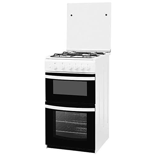 Indesit 50cm Double Cavity Gas Cooker with Lid - White