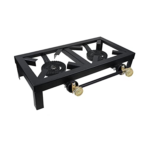 D.I.L© Butane Gas Double Burner Camping Cooker Country Stove Cast Iron LPG Double Burner BBQ Portable Grill, Boiling Ring Outdoor Camping Propane Catering