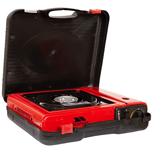 Trespass Gastro, Red, Camping Gas Cooker with Temperature Gague & Built In Ignition, Red