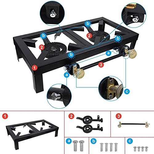 D.I.L© Butane Gas Double Burner Camping Cooker Country Stove Cast Iron LPG Double Burner BBQ Portable Grill, Boiling Ring Outdoor Camping Propane Catering