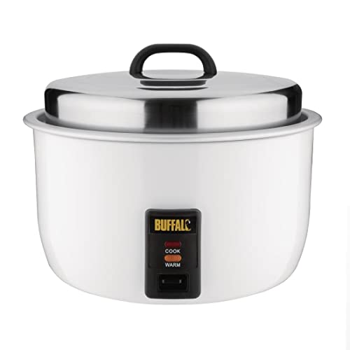 Buffalo 2.95kW Commercial Heavy Duty Rice Cooker 10Ltr | White | Non-Stick Inner Pot | Auto Switch from Cook to Warm | Rice Capacity: 23 Litre Cooked / 10 Litre Dry | CB944