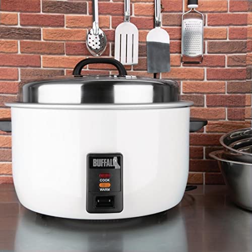 Buffalo 2.95kW Commercial Heavy Duty Rice Cooker 10Ltr | White | Non-Stick Inner Pot | Auto Switch from Cook to Warm | Rice Capacity: 23 Litre Cooked / 10 Litre Dry | CB944