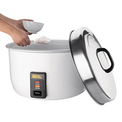 Buffalo 2.95kW Commercial Heavy Duty Rice Cooker 10Ltr | White | Non-Stick Inner Pot | Auto Switch from Cook to Warm | Rice Capacity: 23 Litre Cooked / 10 Litre Dry | CB944