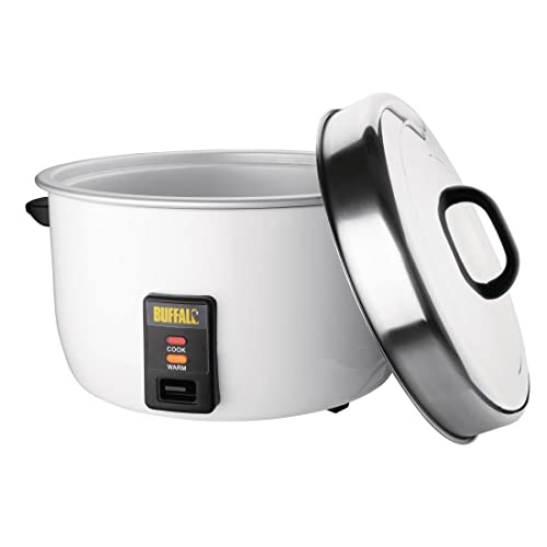 Buffalo 2.95kW Commercial Heavy Duty Rice Cooker 10Ltr | White | Non-Stick Inner Pot | Auto Switch from Cook to Warm | Rice Capacity: 23 Litre Cooked / 10 Litre Dry | CB944