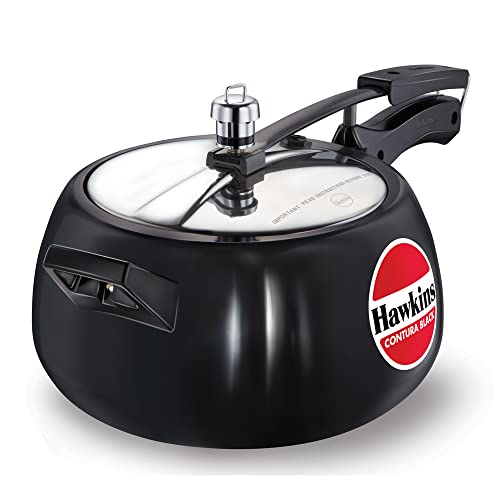 Hawkins Contura Black 5 Litre Pressure Cooker, Hard Anodised Cooker, Handi Cooker, Black (CB50)