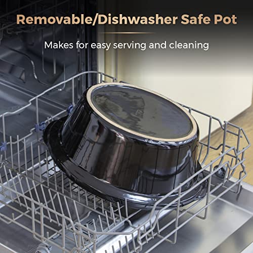 Tower T16043BLK Cavaletto 6.5 Litre Slow Cooker with 3 Heat Settings, Cool Touch Handles, Black and Rose Gold