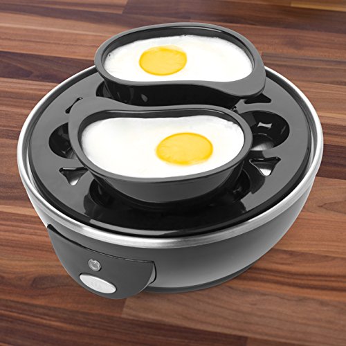 Salter EK2783 Electric Egg Cooker for Boiled & Poached, Ideal for Soft Medium or Hard Boiled, Rack Holds Up to 6 Eggs, Includes Poaching Trays, Auto Shut Off Function, Transparent, 430W