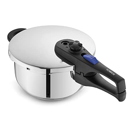 Tower T920004S4L Express Pressure Cooker with Bakelite Lid Lock System, Visual Pressure Indicator, 4 Litre, Stainless Steel