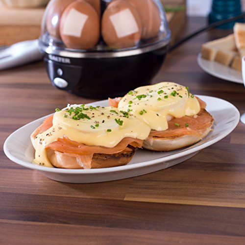 Salter EK2783 Electric Egg Cooker for Boiled & Poached, Ideal for Soft Medium or Hard Boiled, Rack Holds Up to 6 Eggs, Includes Poaching Trays, Auto Shut Off Function, Transparent, 430W