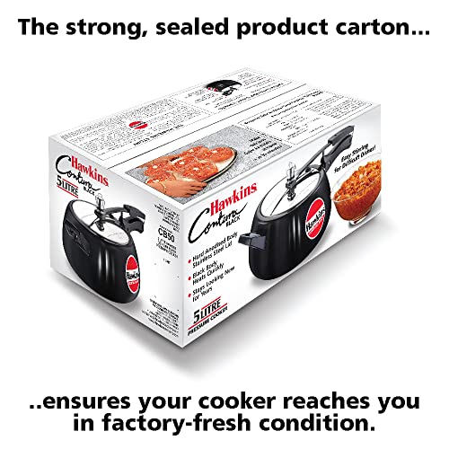 Hawkins Contura Black 5 Litre Pressure Cooker, Hard Anodised Cooker, Handi Cooker, Black (CB50)