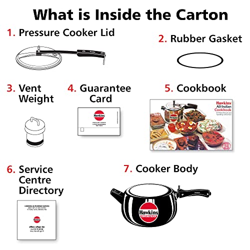 Hawkins Contura Black 5 Litre Pressure Cooker, Hard Anodised Cooker, Handi Cooker, Black (CB50)