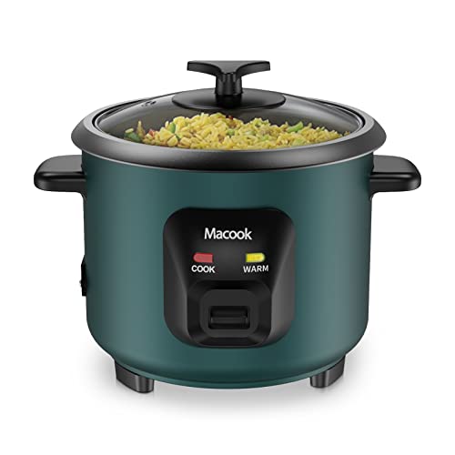 0.6L Mini Rice Cooker 3-Cups Uncooked, Macook Portable Non-Stick Small Travel Rice Cooker, 15 Minutes Fast Cooking, Keep Warm, Rice Cooker Small Suitable for 1-3 People, Green