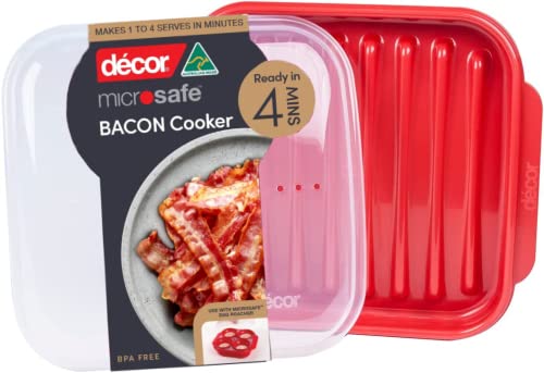 Décor Microwave Bacon Cooker | Splatter Proof Crisper Tray with Lid | Dishwasher Safe | BPA-Free