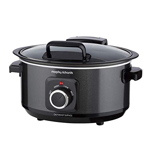 Morphy Richards 461020 Sear & Slow Cook 6.5L Slow Cooker with Hinged Lid, 163 W, 6.5 liters, Black