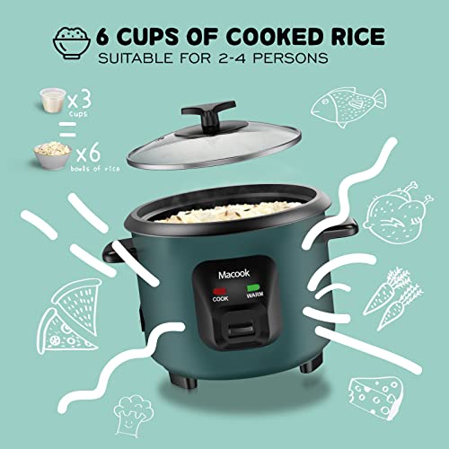 0.6L Mini Rice Cooker 3-Cups Uncooked, Macook Portable Non-Stick Small Travel Rice Cooker, 15 Minutes Fast Cooking, Keep Warm, Rice Cooker Small Suitable for 1-3 People, Green