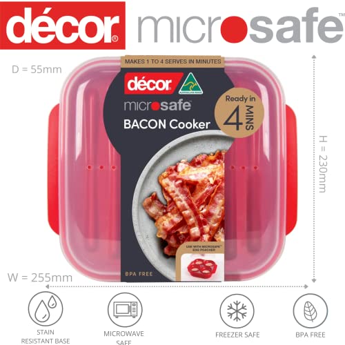 Décor Microwave Bacon Cooker | Splatter Proof Crisper Tray with Lid | Dishwasher Safe | BPA-Free