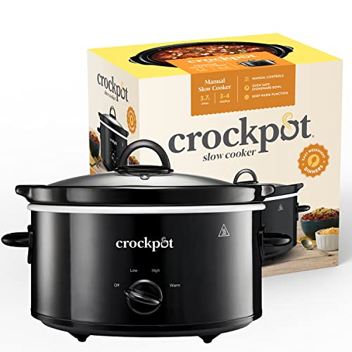 Crockpot Slow Cooker | Removable Easy-Clean Ceramic Bowl | 3.7 L (3-4 People) | Energy Efficient | Black [CSC078]