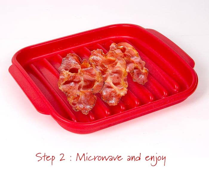 Décor Microwave Bacon Cooker | Splatter Proof Crisper Tray with Lid | Dishwasher Safe | BPA-Free