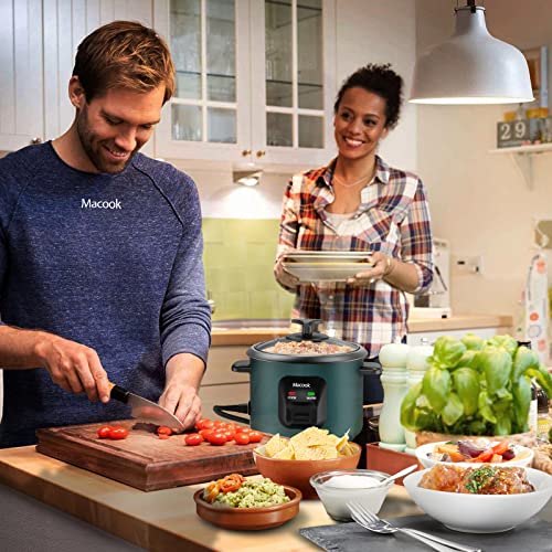 0.6L Mini Rice Cooker 3-Cups Uncooked, Macook Portable Non-Stick Small Travel Rice Cooker, 15 Minutes Fast Cooking, Keep Warm, Rice Cooker Small Suitable for 1-3 People, Green