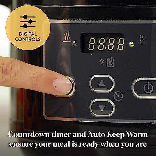 Crockpot Lift and Serve Digital Slow Cooker with Hinged Lid and Programmable Countdown Timer | 4.7 L (up to 5 People) | Energy Efficient | Black [CSC052]