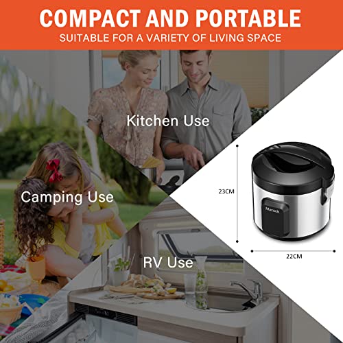 1.0L Mini Rice Cooker, 4 Cups Uncooked Macook Advanced Rice Cooker, Delicious One Pot Meal, Portable Travel Steamer Small, Keep Warm, Suitable For 1-4 People - For Cooking Soup, Rice, Stews & Oatmeal