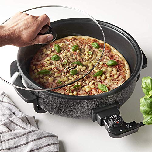 MisterChef® Multi-Function Cooker - Electric Frying Pan Cooker with Tempered Glass - 36cm - Energy Saver 1500W - Cool-Touch Handles - Free Colored Recipe Book Enclosed - 2 Year Warranty