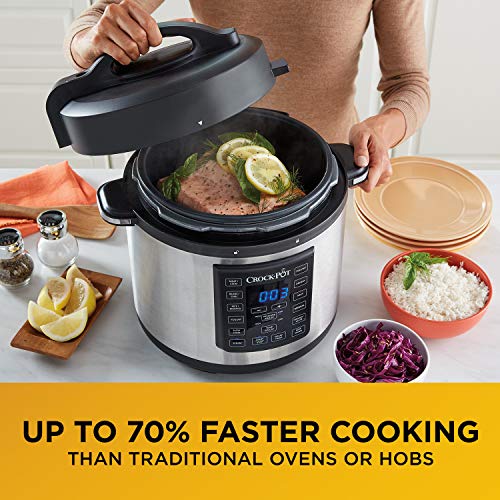 Crockpot Express Pressure Cooker | 12-in-1 Programmable Multi-Cooker | Slow Cooker | Food Steamer and Saute | 5.6 L | Energy Efficient | Stainless Steel [CSC051]