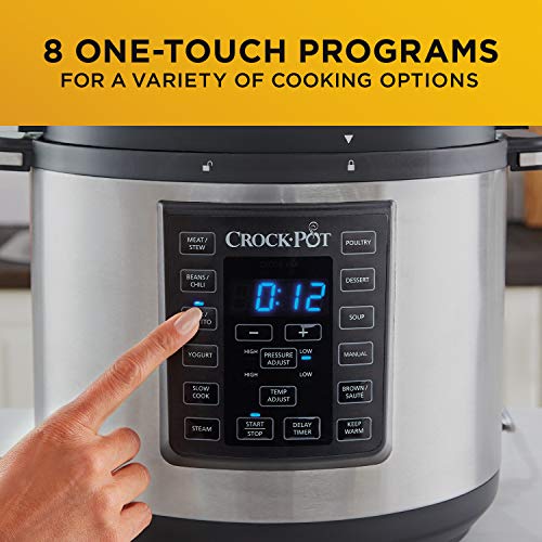 Crockpot Express Pressure Cooker | 12-in-1 Programmable Multi-Cooker | Slow Cooker | Food Steamer and Saute | 5.6 L | Energy Efficient | Stainless Steel [CSC051]