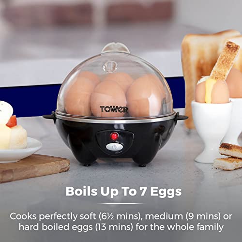 Tower T19023 Multi-Function Egg Cooker with Egg Poaching Tray & Omelette Tray, 360W, Black