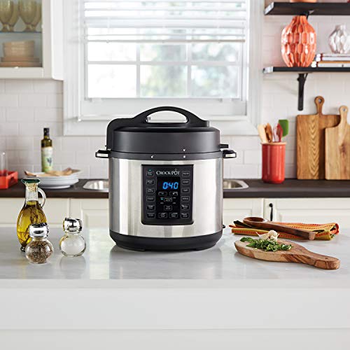Crockpot Express Pressure Cooker | 12-in-1 Programmable Multi-Cooker | Slow Cooker | Food Steamer and Saute | 5.6 L | Energy Efficient | Stainless Steel [CSC051]