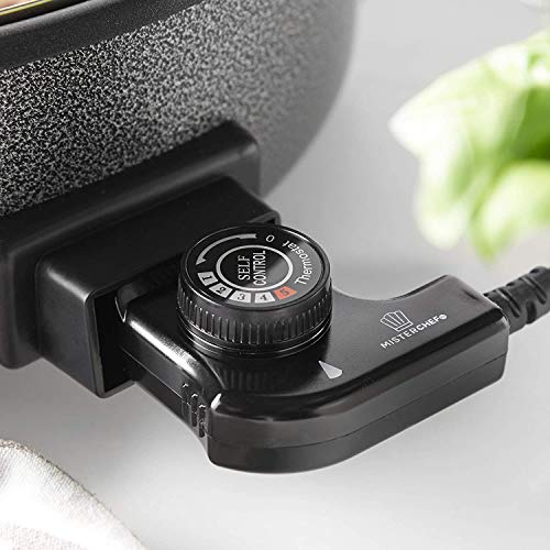 MisterChef® Multi-Function Cooker - Electric Frying Pan Cooker with Tempered Glass - 36cm - Energy Saver 1500W - Cool-Touch Handles - Free Colored Recipe Book Enclosed - 2 Year Warranty