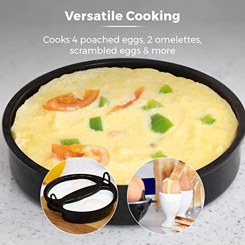 Tower T19023 Multi-Function Egg Cooker with Egg Poaching Tray & Omelette Tray, 360W, Black