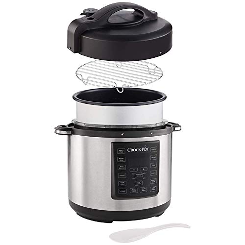 Crockpot Express Pressure Cooker | 12-in-1 Programmable Multi-Cooker | Slow Cooker | Food Steamer and Saute | 5.6 L | Energy Efficient | Stainless Steel [CSC051]