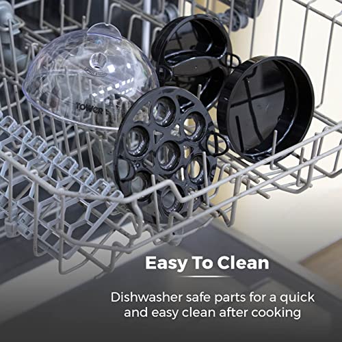 Tower T19023 Multi-Function Egg Cooker with Egg Poaching Tray & Omelette Tray, 360W, Black