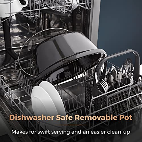 Tower T16019RG Infinity Slow Cooker with 3 Heat Settings & Keep Warm Function, 6.5L, 270W, Black and Rose Gold