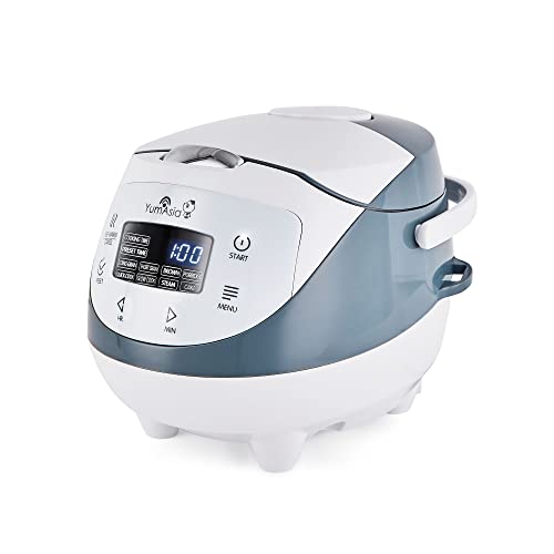 Yum Asia Panda Mini Rice Cooker With Ninja Ceramic Bowl and Advanced Fuzzy Logic (3.5 cup, 0.63 litre) 4 Rice Cooking Functions, 4 Multicooker functions, LED display, 220-240V (White and Grey (EU))