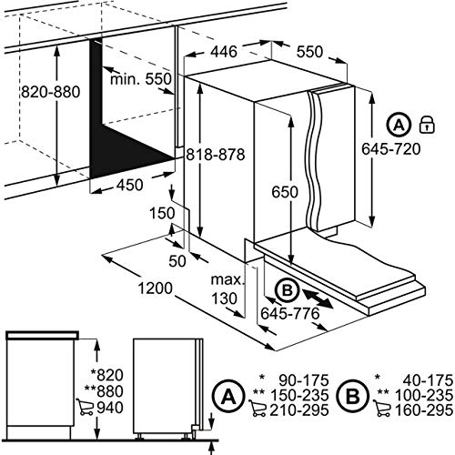 Zanussi ZSLN1211 Fully Integrated Slimline Dishwasher - Black Control Panel with Sliding Door Fixing Kit