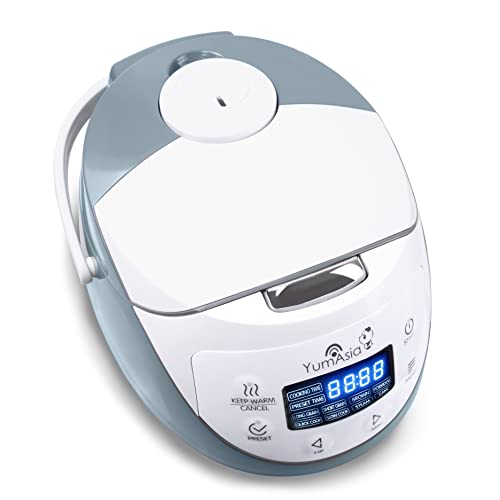 Yum Asia Panda Mini Rice Cooker With Ninja Ceramic Bowl and Advanced Fuzzy Logic (3.5 cup, 0.63 litre) 4 Rice Cooking Functions, 4 Multicooker functions, LED display, 220-240V (White and Grey (EU))