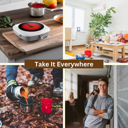 Single Hot Plate Electric Cooker Hob | 1300W Infrared Portable Electric Hob Cooker | Table Top Single Burner Electric Hot Plate For Cooking At Home or Outdoors | Electric Camping Stove | TEDCHEF