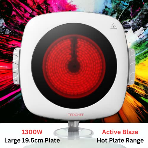 Single Hot Plate Electric Cooker Hob | 1300W Infrared Portable Electric Hob Cooker | Table Top Single Burner Electric Hot Plate For Cooking At Home or Outdoors | Electric Camping Stove | TEDCHEF
