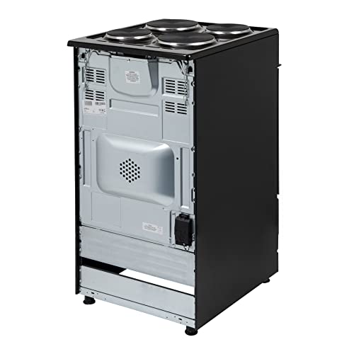 WILLOW WSE50B Electric Cooker, Integrated Grill, Four Electric Ceramic Hobs, Single Conventional Oven, Analogue Dials, 50cm Wide, 48L Capacity, 2 Years Manufacturer’s Warranty (Black)