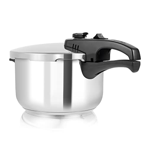 Tower T80245 Stainless Steel Pressure Cooker with Steamer Basket, 3 Litre, Stainless Steel