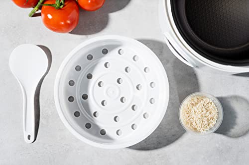 Reishunger Rice Cooker & Rice Steamer with Keep-Warm Function (1.2 litres - 6.5 cups) - For 1-6 People - Fast Cooking Without Burning - Non-Stick Coating incl. Steamer Insert