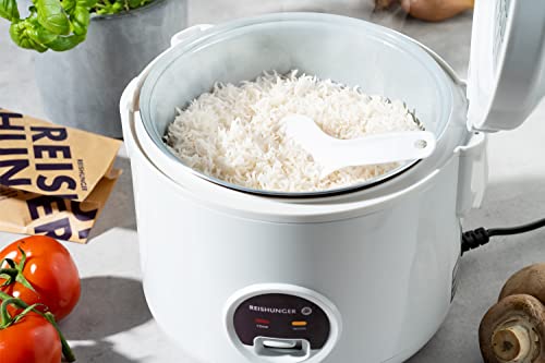 Reishunger Rice Cooker & Rice Steamer with Keep-Warm Function (1.2 litres - 6.5 cups) - For 1-6 People - Fast Cooking Without Burning - Non-Stick Coating incl. Steamer Insert