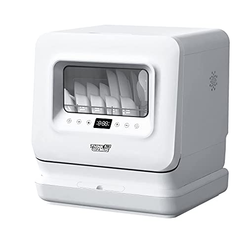 Think Gizmos Table Top Dishwasher with Water Tank - No Plumbing Required, Viewing Window, 5 Cleaning Programmes, Drying Cycle, Touch Controls, LED Display and Delay Start