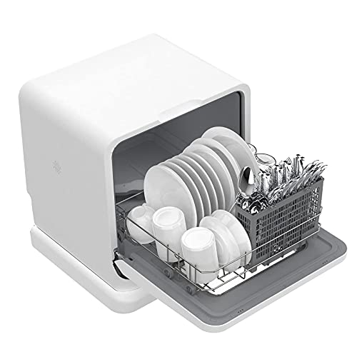 Think Gizmos Table Top Dishwasher with Water Tank - No Plumbing Required, Viewing Window, 5 Cleaning Programmes, Drying Cycle, Touch Controls, LED Display and Delay Start