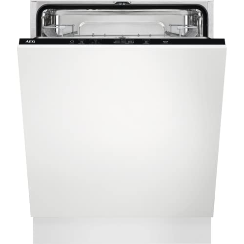 AEG FSB42607Z Built-In Fully Integrated Full Size Dishwasher with AirDry Technology, 13 Place Settings, 60cm, White, E Rated Energy