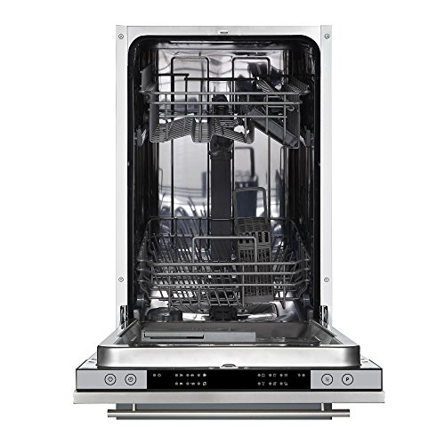 Cookology CBID450 Slimline Freestanding Integrated Dishwasher 45cm with 10 place settings, 6 Wash Programmes, LED Control Panel and a Delay Timer - in Stainless Steel