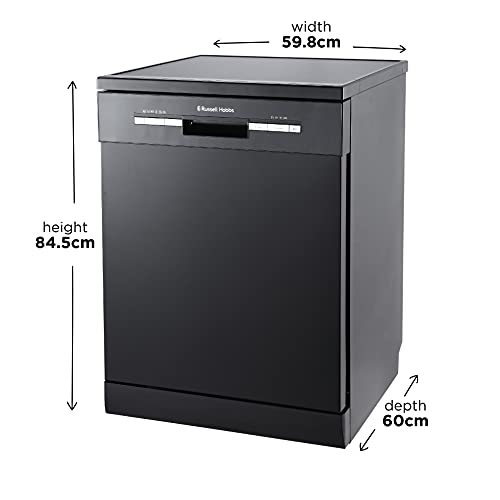 Russell Hobbs RHDW3B-M Freestanding Full Size Dishwasher, 5 Temperature Settings, 11 liters, Black, Noise level: decibels 49